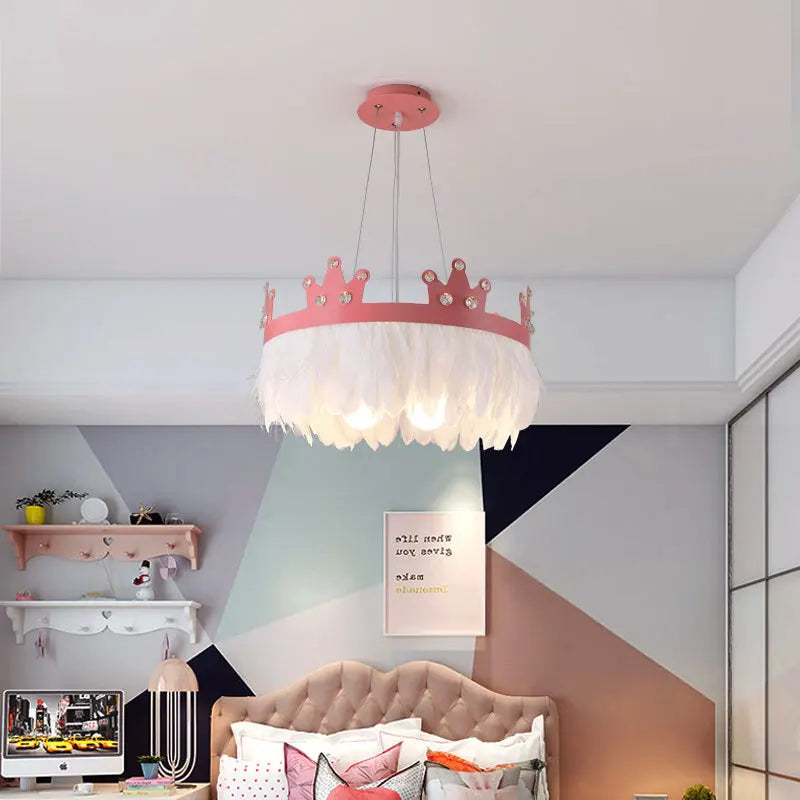 lustre nordique simple luxe avec suspension cristal plume - vue 4 sur 12