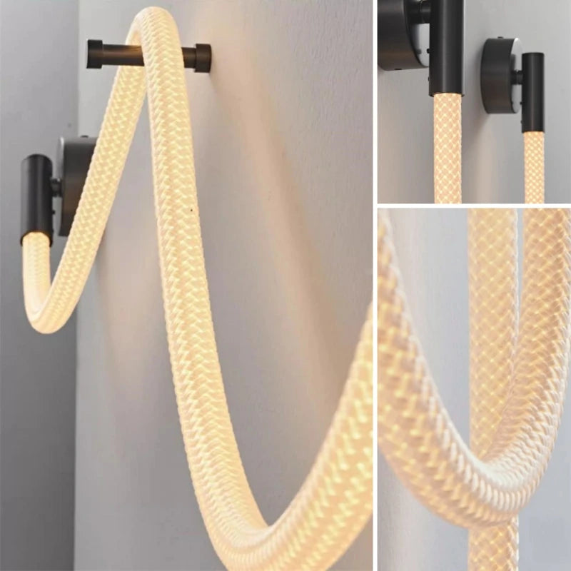 applique murale led minimaliste en silicone et fibre tissée - vue 7 sur 13