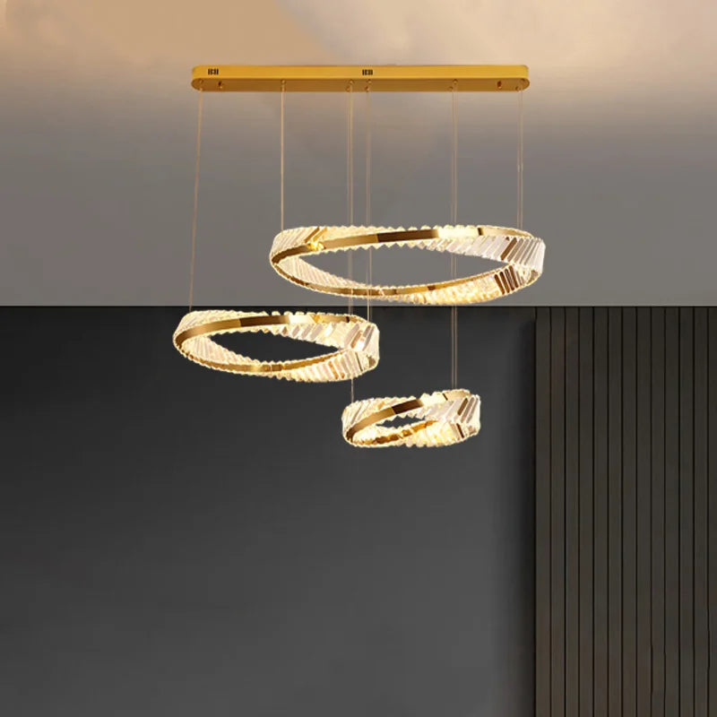 Plafonnier design doré moderne avec cristal - vue 4 sur 14