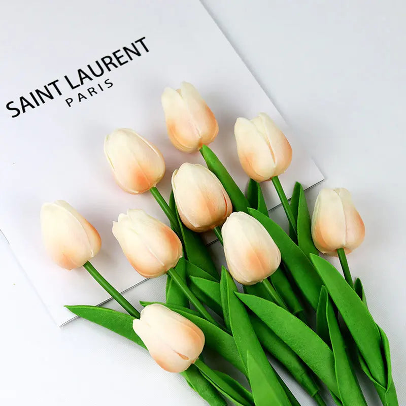 5 Bundles Vibrant Real Touch Artificial Tulips -Faux Flowers - &Home Accent - Weddings,Mother's Day,Valentine's Day - vue 6 sur 10
