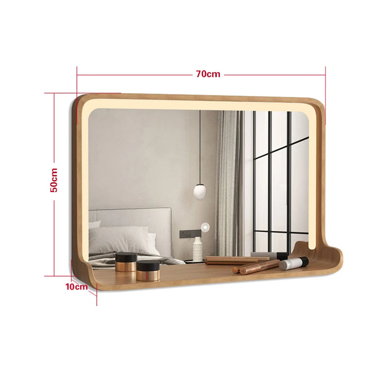 miroir en bois massif avec éclairage led et fixation murale - vue 16 sur 29