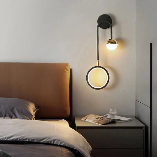 Nordique Led intérieur applique têtes de lit boule ronde fond applique murale allée salon chevet chambre décoration applique murale - vue 4 sur 8