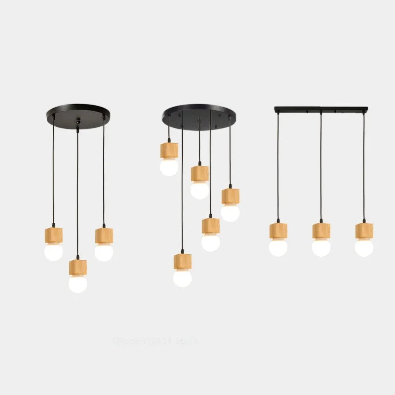 suspension vintage en bois de chêne design moderne - vue 5 sur 15