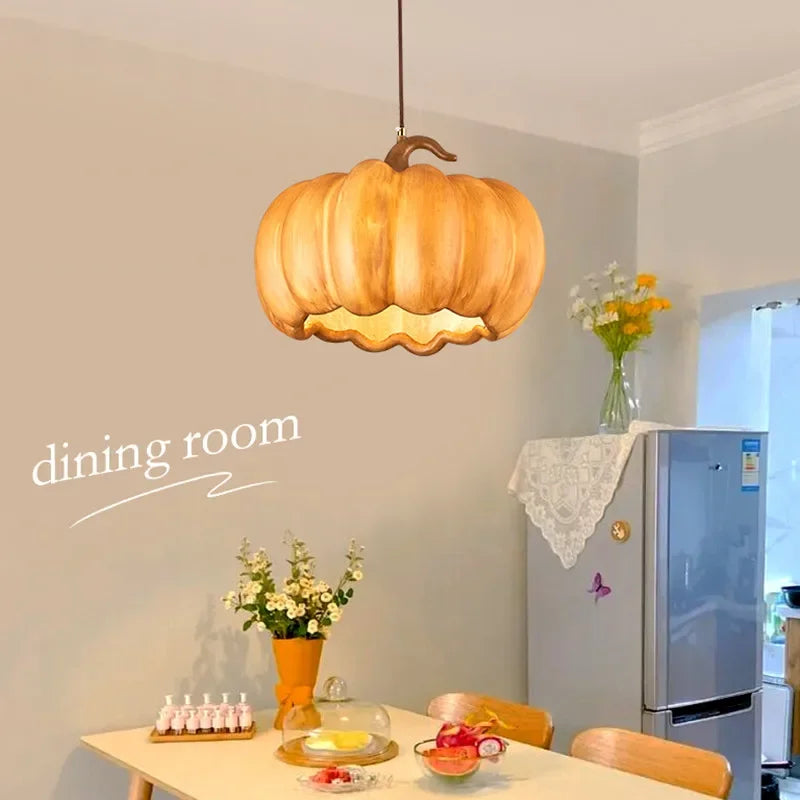 Designer Restaurant Island LED Chandelier Retro Resin Pumpkin Lamp Bedroom Wabi Sabi Pendant Lamps Home Decoration Light Fixture - vue 2 sur 18