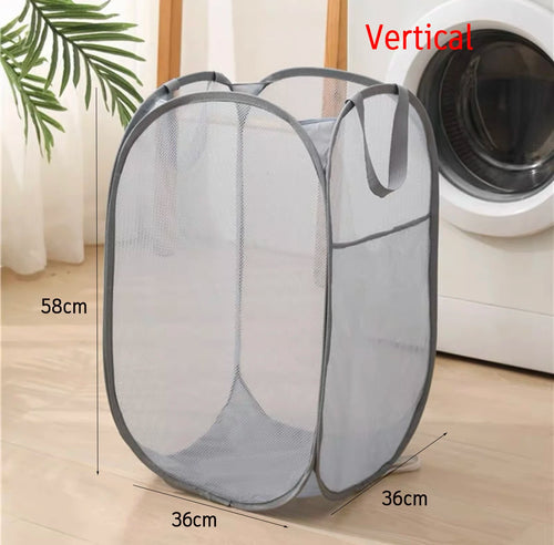 Foldable Mesh Storage Basket for Home and Bathroom,Shower Laundry Bag,Dirty Clothes Bag,Portable Business Travel,No Partition - vue 12 sur 14