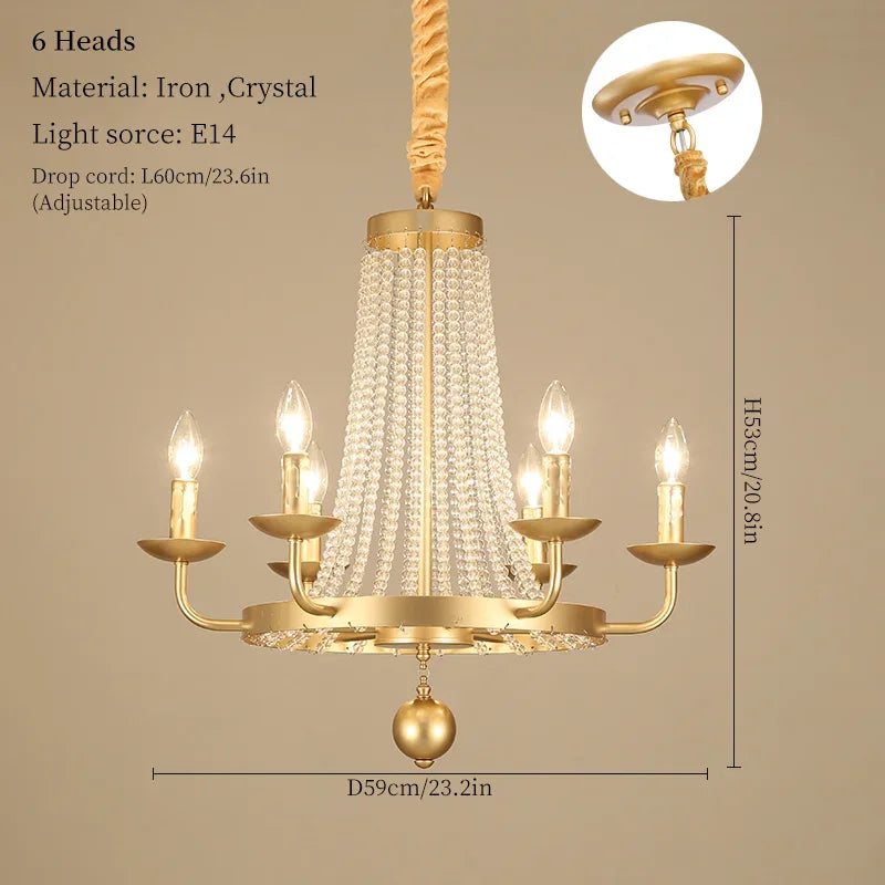 Nordic LED crystal chandelier for home decoration, bedroom and restaurant lighting, romantic and warm luxury crystal chandelier