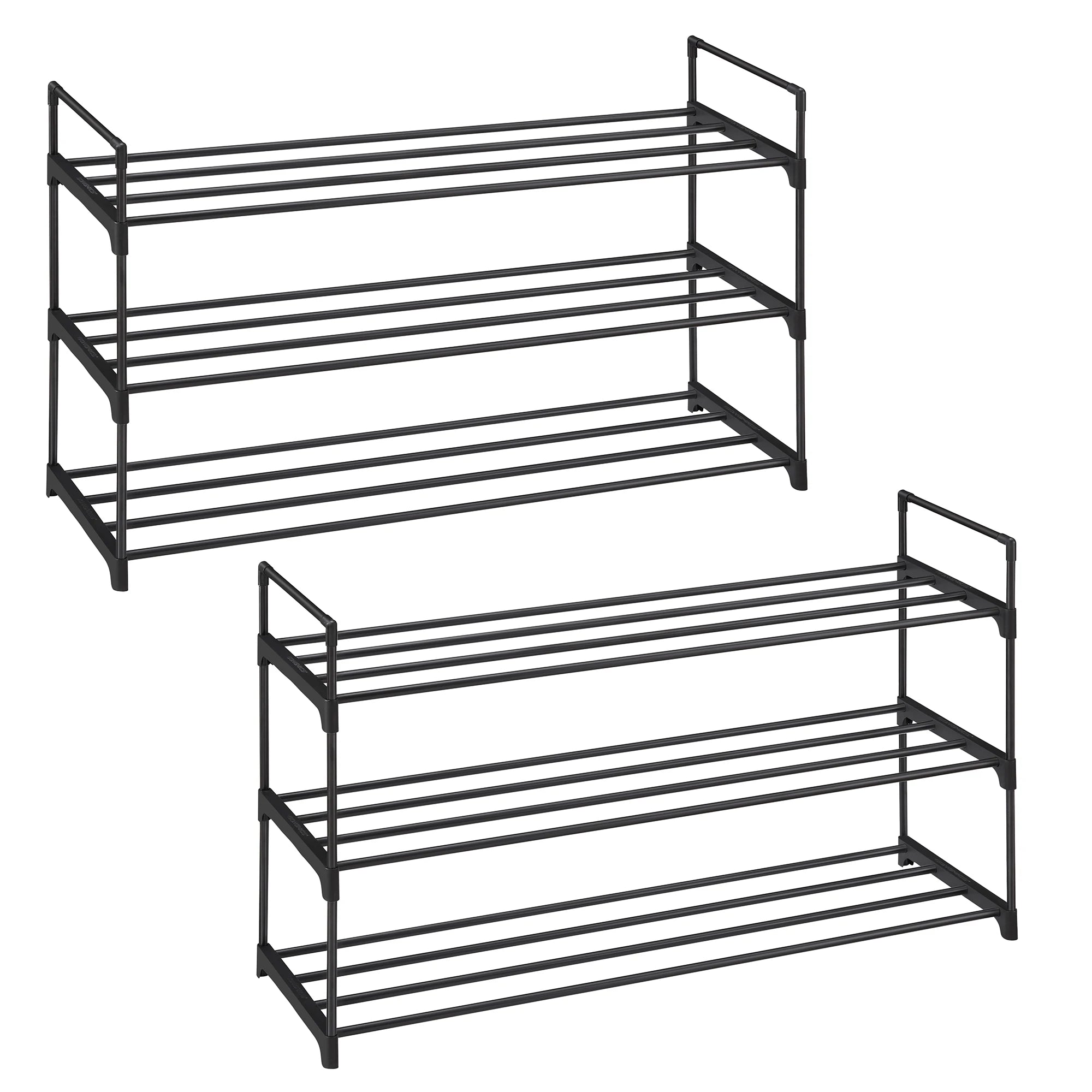 SONGMICS 3-Tier Shoe Rack, Shoe Storage Organizer, Set of 2 Metal Storage Rack, Stackable Shoe Shelf, for Hallway, Living Room