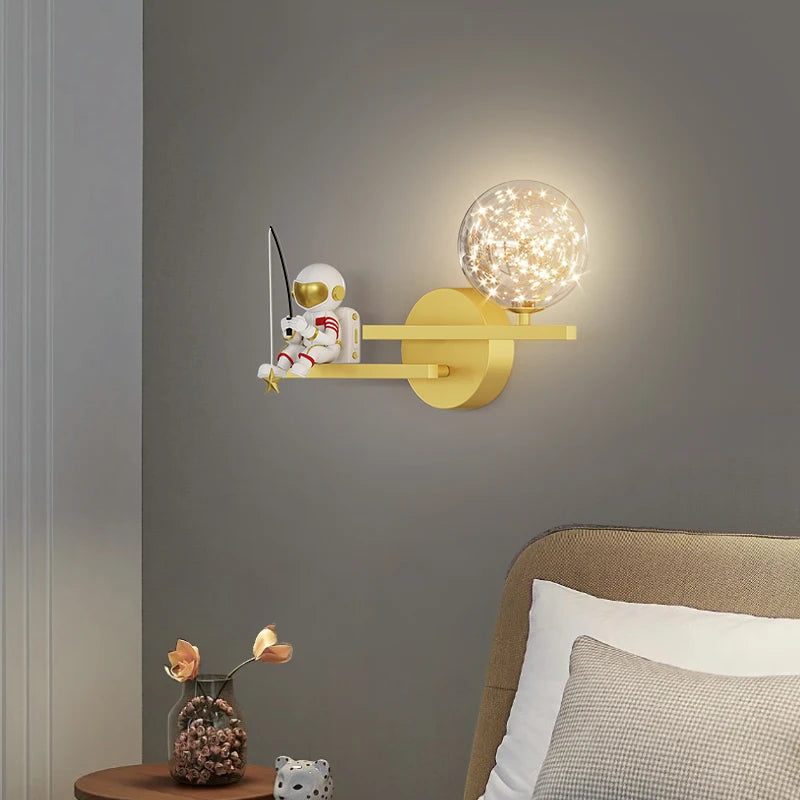 applique murale led astronaute lune planète style nordique 2022 - vue 7 sur 18
