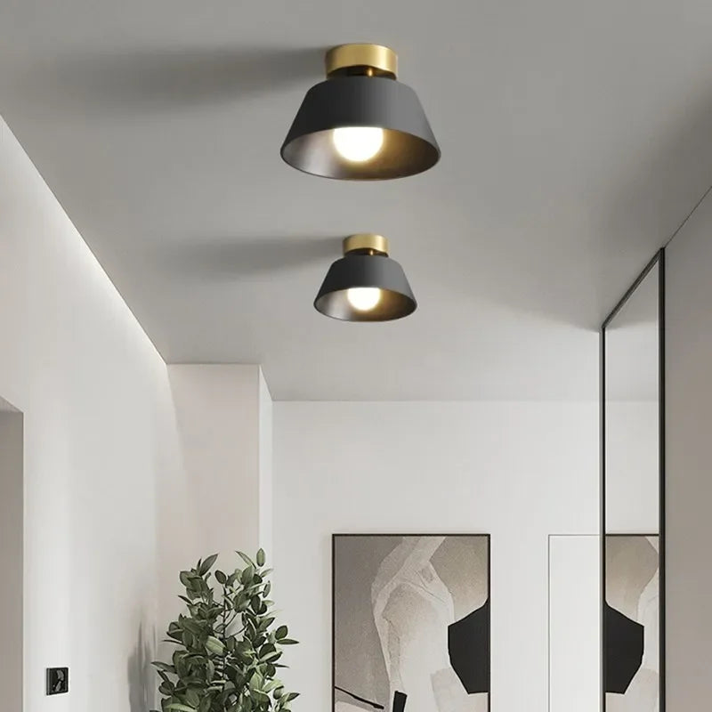 plafonnier led rétro en fer rond avec abat-jour