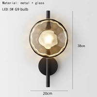 applique murale nordique en verre transparent avec lampe en métal
