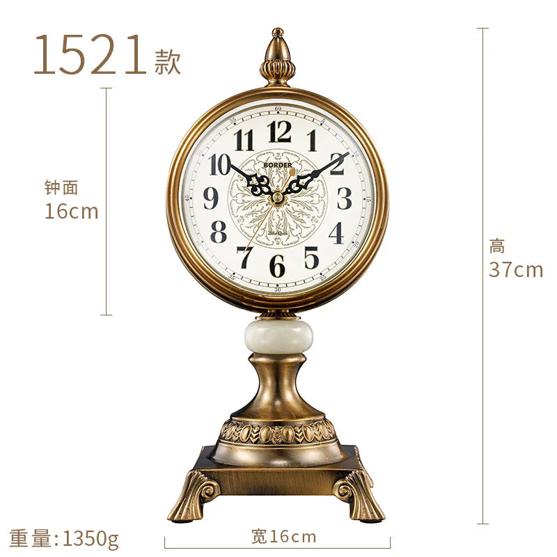 horloge de table européenne en métal plaqué cuivre élégant design luxe - vue 12 sur 18
