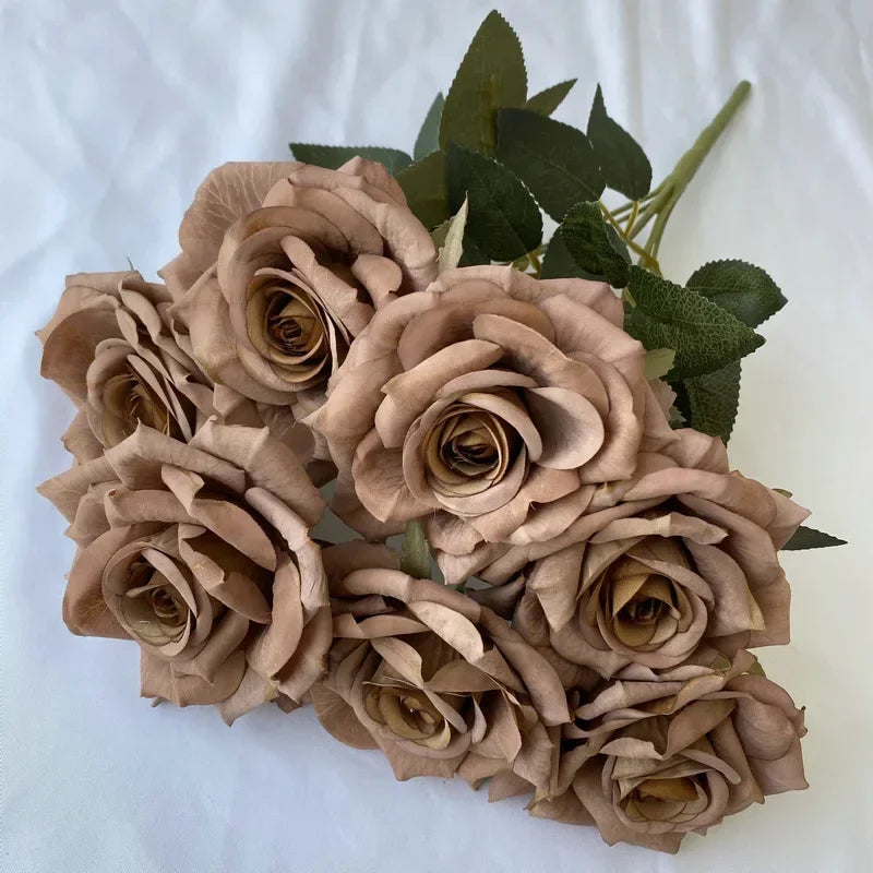 bouquet de roses artificielles en soie pour décoration intérieure - vue 11 sur 17