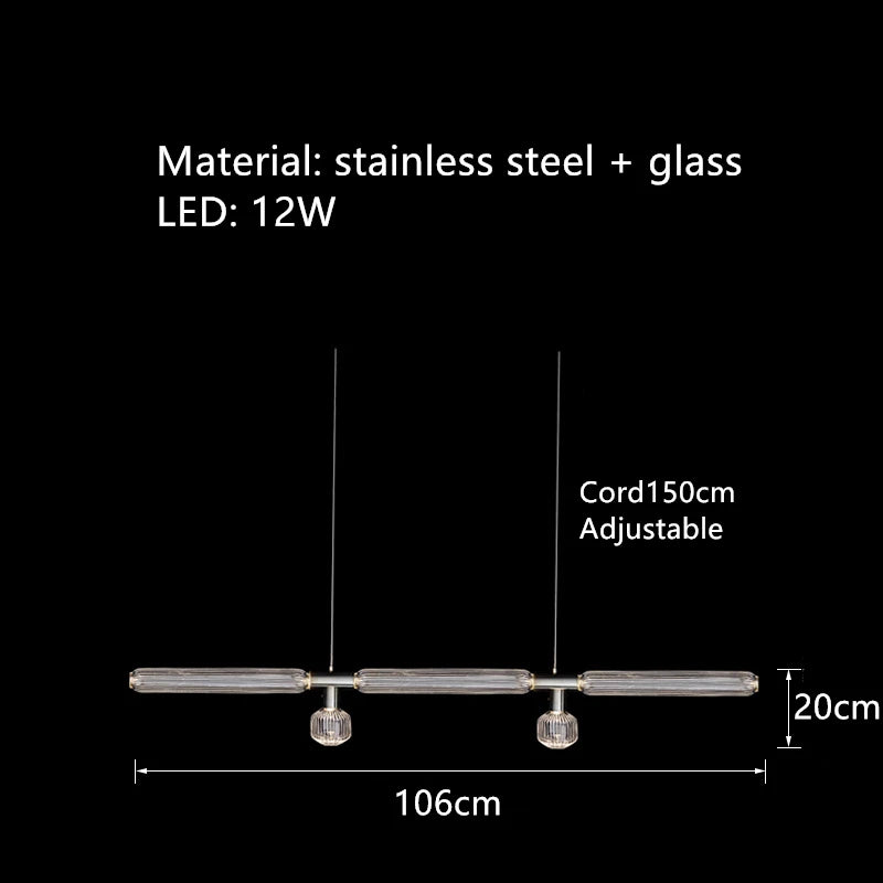 suspension tubes lumineux en verre transparent design nordique réglable - vue 10 sur 20