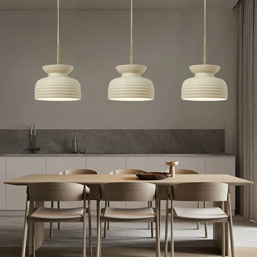 Minimalist Nordic LED chandelier in cream style for restaurant - vue 2 sur 16