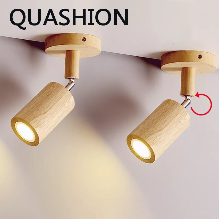 Applique murale LED nordique en bois massif - vue 4 sur 9