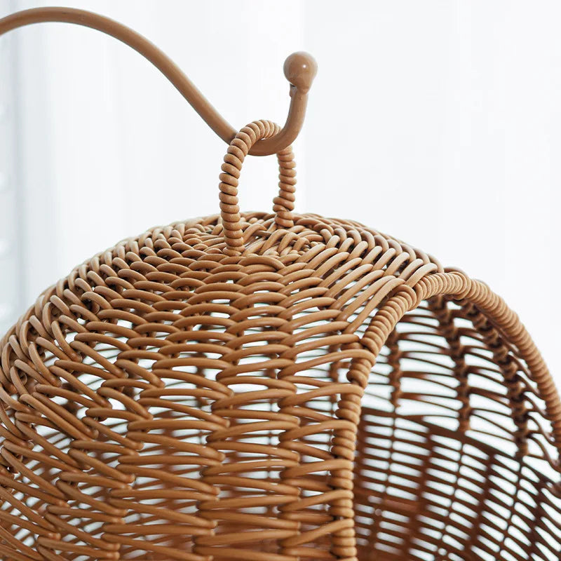 nid suspendu en imitation rotin pour chat et rangement - vue 5 sur 6