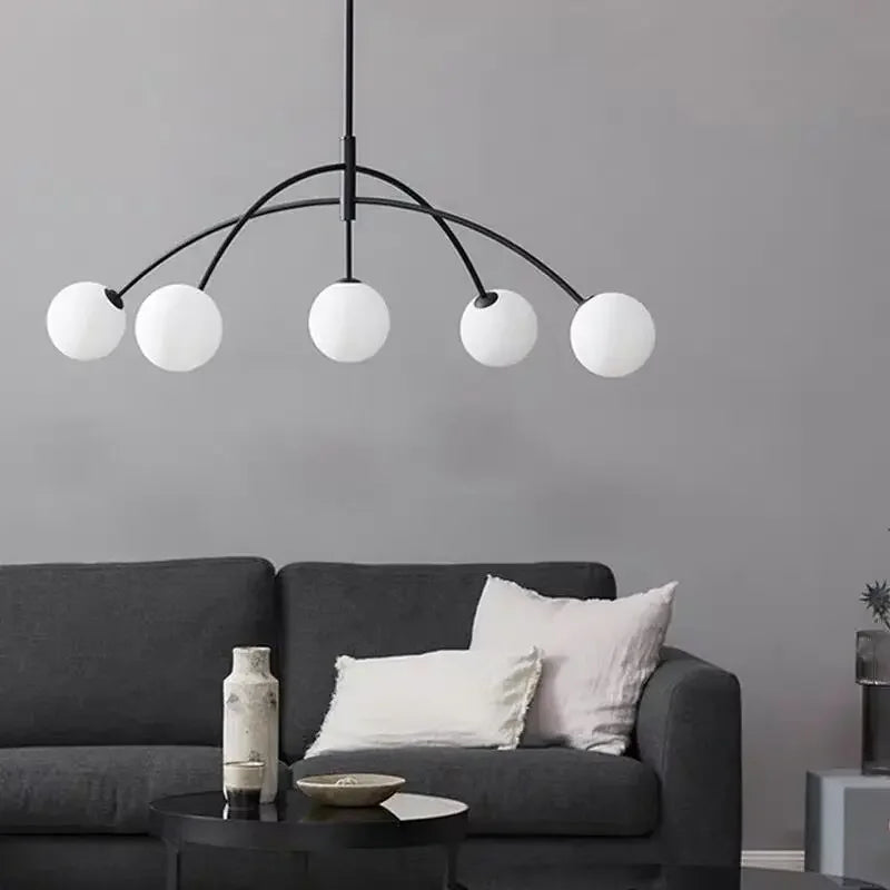 lustre suspendu moderne en verre laiteux pour intérieur élégant - vue 6 sur 8