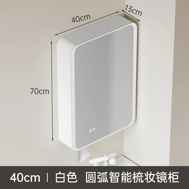 armoire circulaire en aluminium avec miroir éclairage intelligent et rangement - vue 7 sur 32