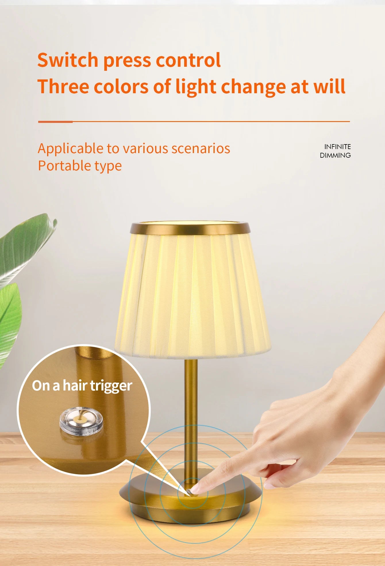 Lampe table LED USB plissée éclairage - vue 3 sur 7