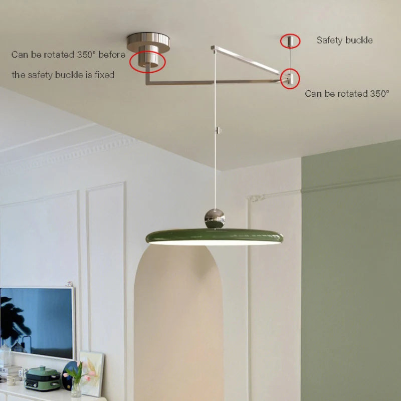 lustre led lumière simple déco maison bras long bar - vue 6 sur 12