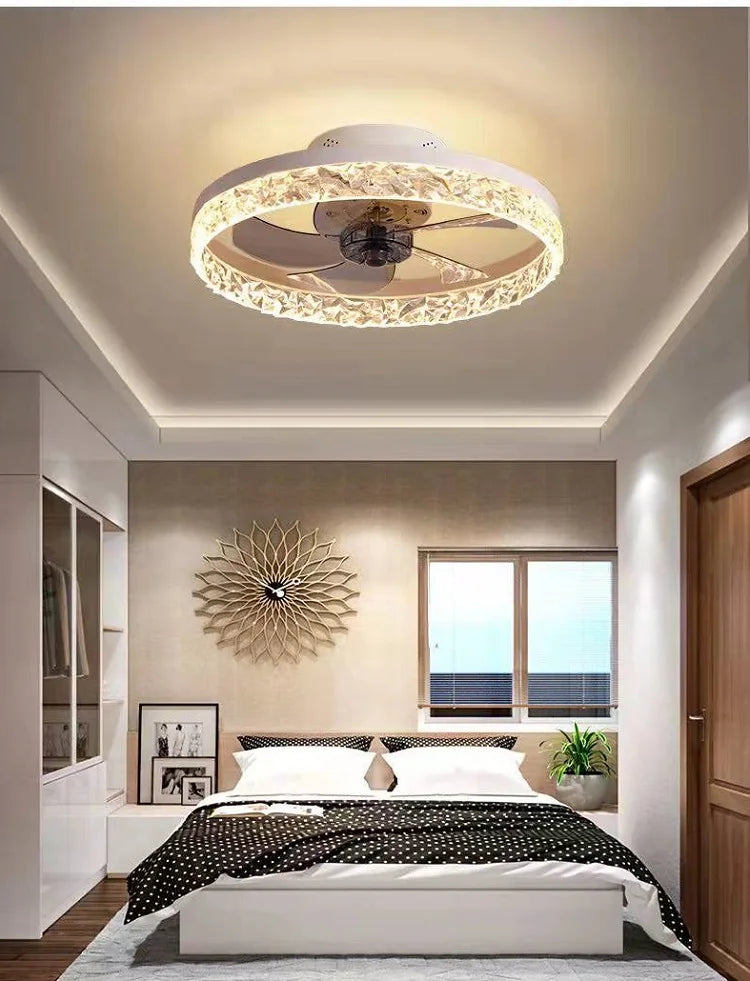 ventilateur de plafond lumineux silencieux avec télécommande décoratif - vue 3 sur 10