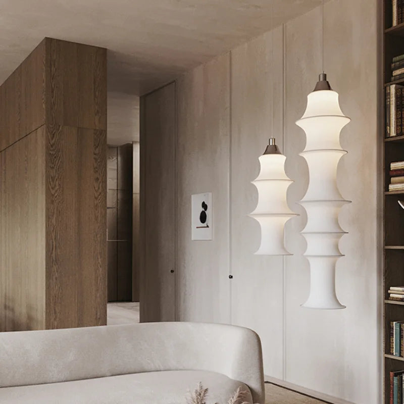 lustre en soie nordique wabi-sabi pour éclairage intérieur élégant - vue 4 sur 14
