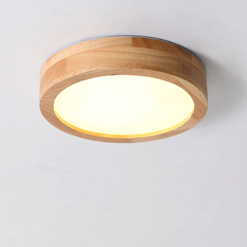 plafonnier led rond simple en bois décor nordique lampen - vue 8 sur 7