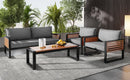 salon de jardin 4 pièces avec canapé et chaises en fer galvanisé