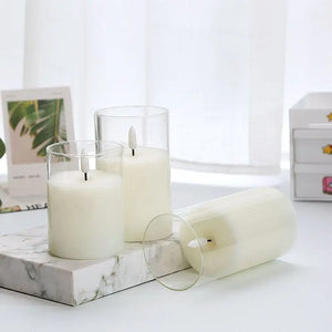 decorative rechargeable LED pillar candle with remote control in 3D tube