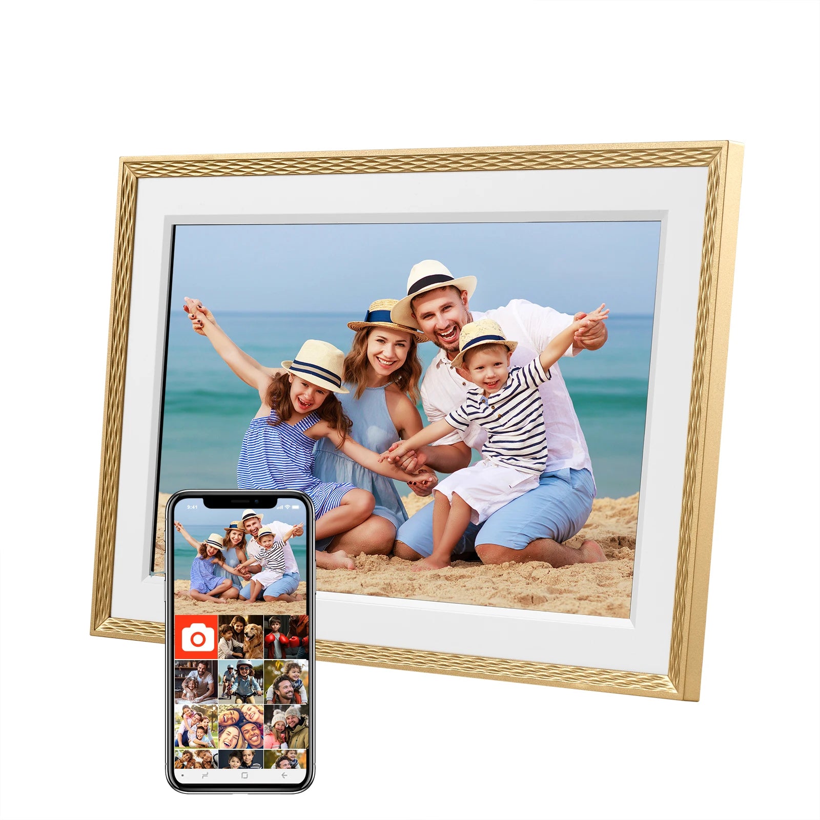 Frameo 10.1 Inch WiFi Digital Picture Frame，1280 * 800IPS HD Cloud Smart Digital Photo Frame,32GB Storage, Wall Mountable, Auto- - vue 8 sur 8
