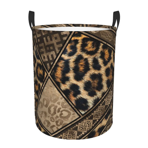panier à linge imprimé léopard grand rangement pliable pour vêtements - vue 16 sur 17
