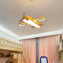 Minimalist wooden LED airplane ceiling light for children