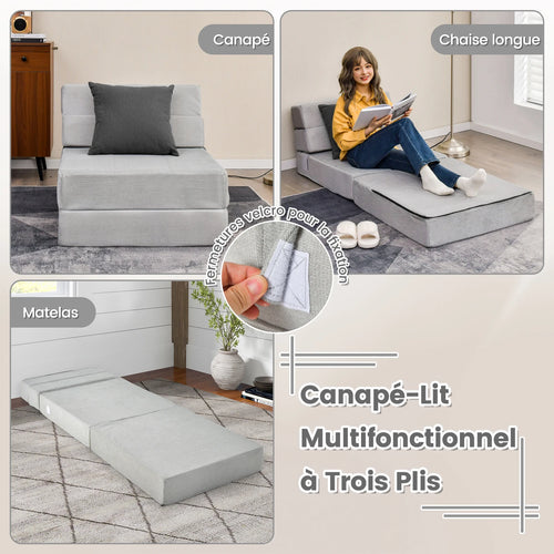 3 in 1 folding sofa bed, folding mattress, foam extra thick (15cm), sofa bed, floor mattress, folding mattress, guest mattress - vue 6 sur 6