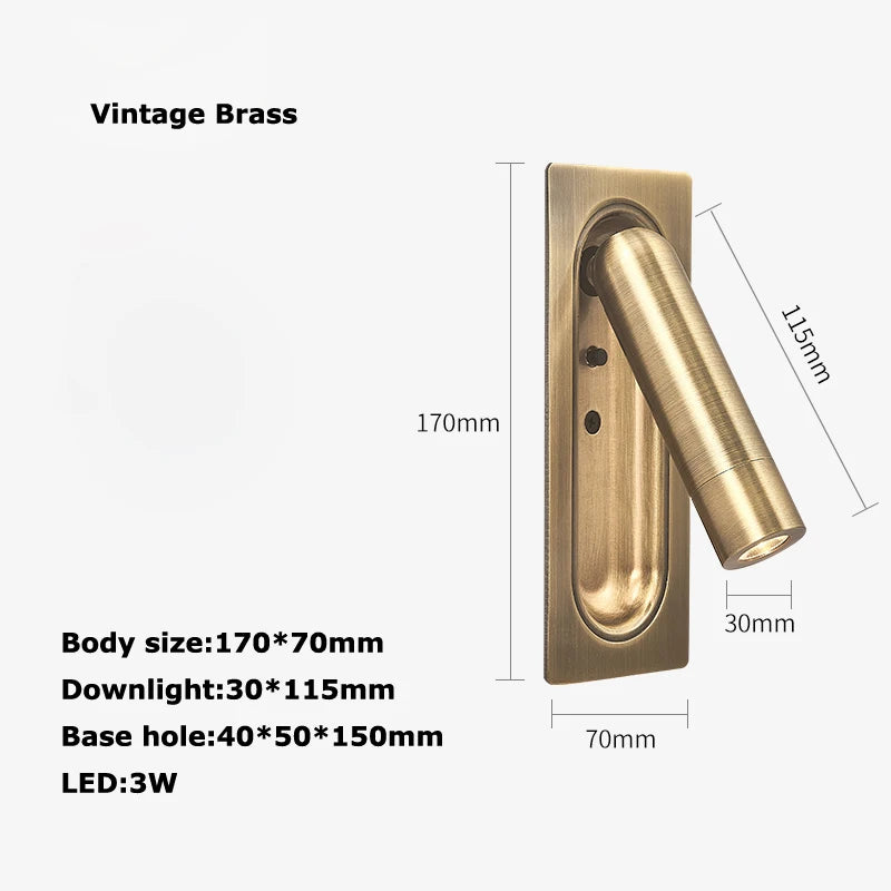 applique murale led rotative en laiton avec interrupteur usb - vue 22 sur 23