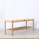 banc nordique en bois massif avec corde tressée design simple