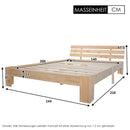 EU STOCK Wooden bed Double bed, headboard, slatted grille -200 x 140cm solid wood FSC Solid wood double bed