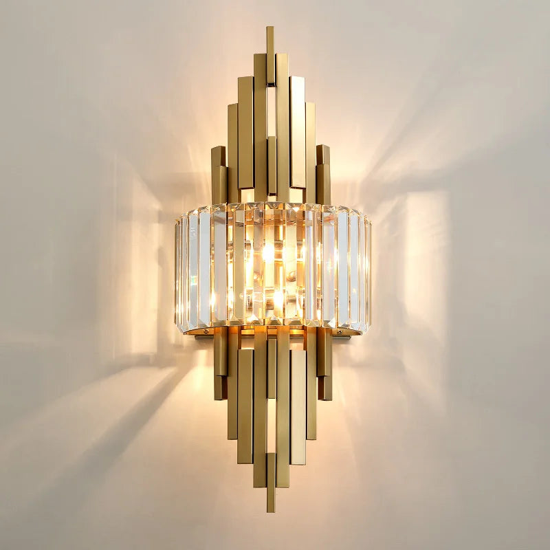 applique murale luxe moderne avec abat-jour cristal brillant - vue 2 sur 8