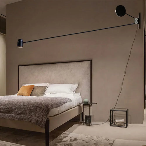 Swing Arm Wall Lamp Adjustable Long Pole Sconce Light for Reading Living Room Bedroom - vue 5 sur 12