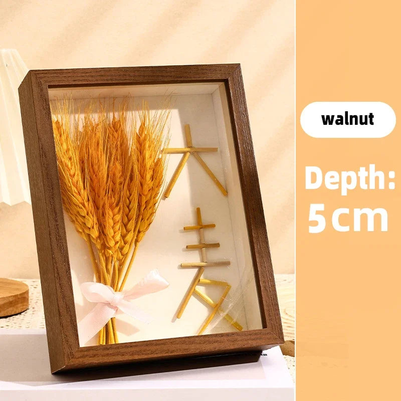 cadres photo en bois 3d support fleurs séchées fait main décoration - vue 12 sur 14