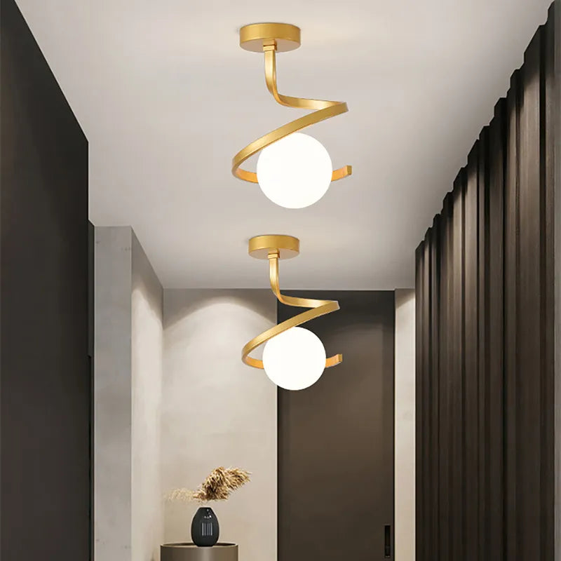 plafonnier led nordique boule verre - vue 7 sur 8