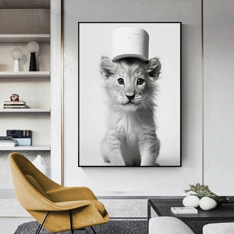 art mural amusant d'animaux mignons pour décoration intérieure