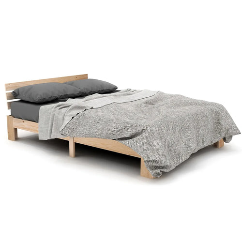 EU STOCK Wooden bed Double bed, headboard, slatted grille -200 x 140cm solid wood FSC Solid wood double bed - vue 7 sur 8
