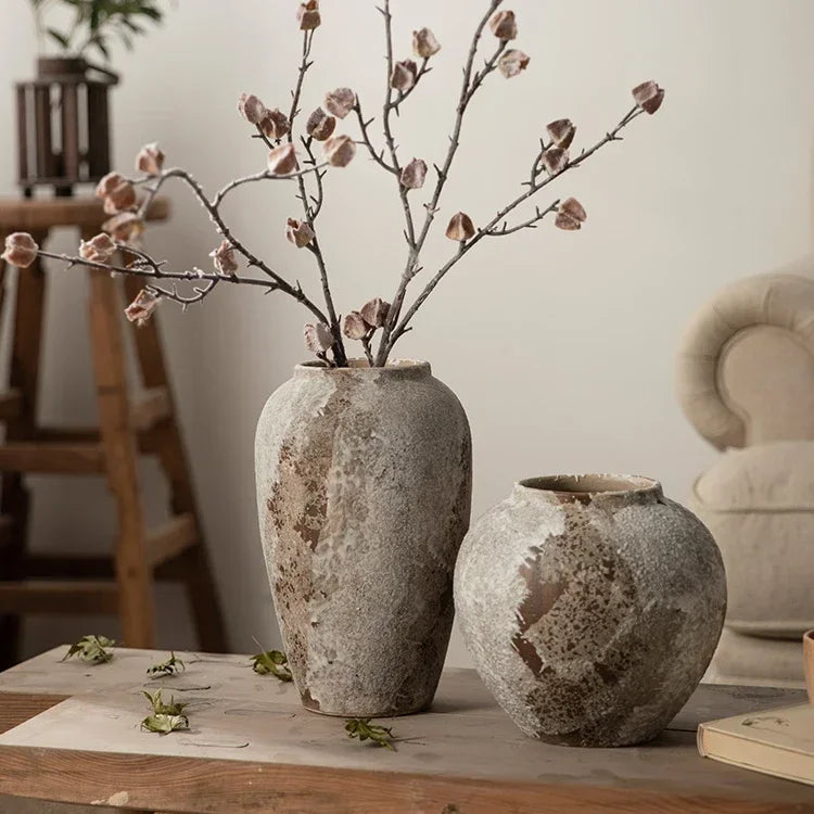 vase en céramique style chinois rétro pour arrangement floral - vue 2 sur 7