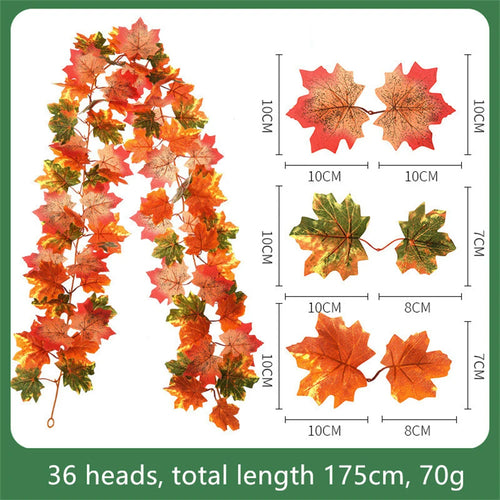 guirlande de feuilles d'érable artificielles en soie décorative pour jardin - vue 15 sur 16