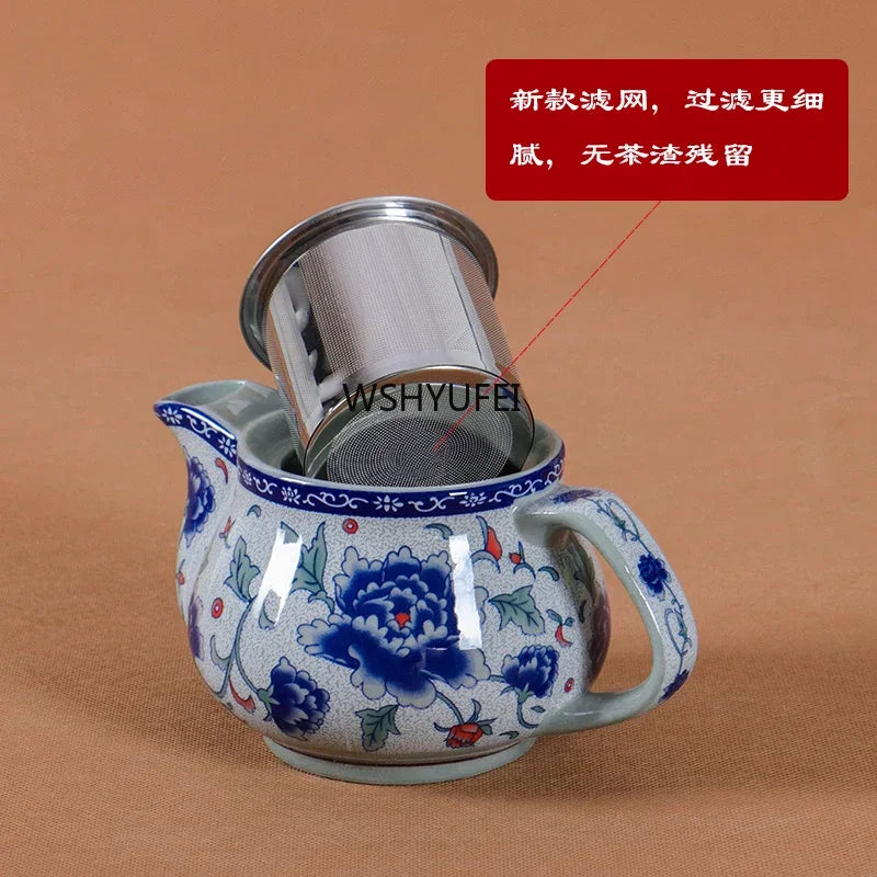 Théière céramique jingdezhen motif traditionnel avec filtre - vue 4 sur 7