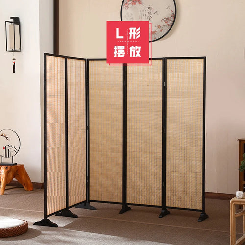 Living room partition screen, simple folding bedroom, shelter, mobile home, simple modern Chinese and Japanese style solid wood - vue 6 sur 7