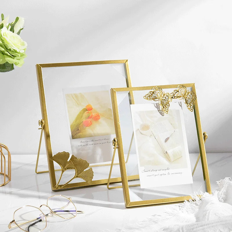 cadre photo en verre flottant avec fleurs pressées décoratif - vue 4 sur 8
