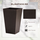 Outsunny Set of 3 Square Pots for Plants Flowers 3 Pot Mat Effect of Smile Rattan for Garden Terrace 36.5x36.5x61cm