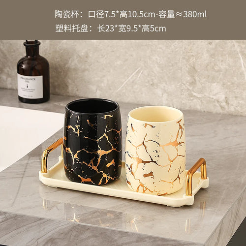 tasse en céramique marbrée haut de gamme pour couples décorative - vue 9 sur 26
