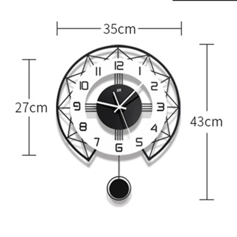 Swinging Wall Clock for Home Living Room, Interior Decoration Silent Horologe, Minimalist Design, Living Room, Art wall Clock - vue 4 sur 6